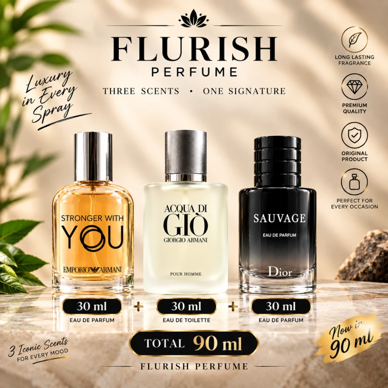 PREMIUM MEN’S PERFUME COMBO Dior Sauvage • Acqua di Gio • Stronger With You