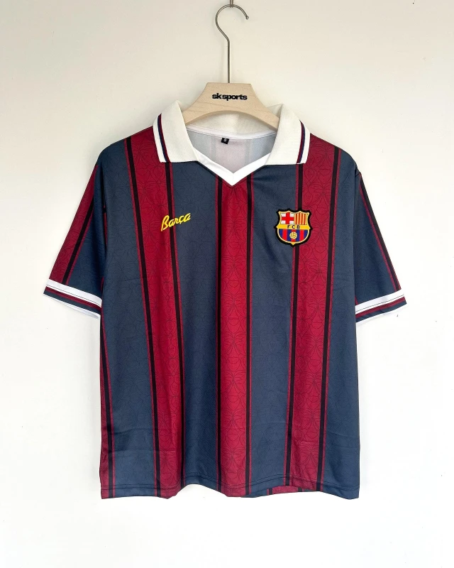 FC Barcelona Retro Striped Polo Football Jersey