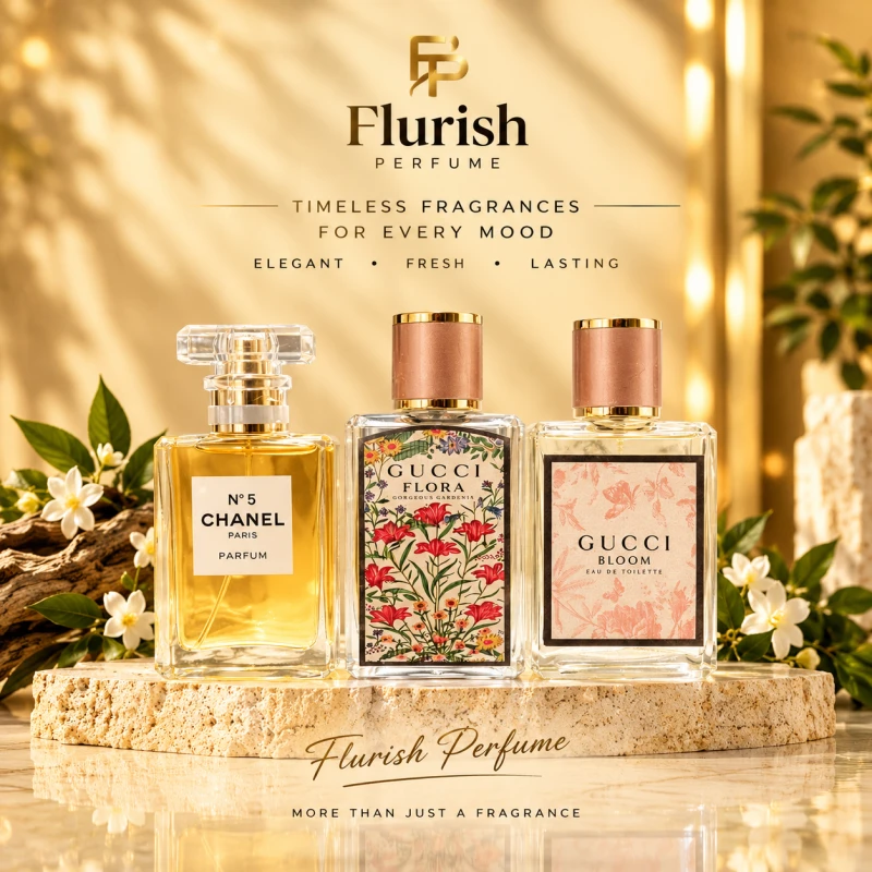 LUXURY WOMEN’S PERFUME COMBO Gucci Flora • Gucci Bloom • Coco Chanel N°5